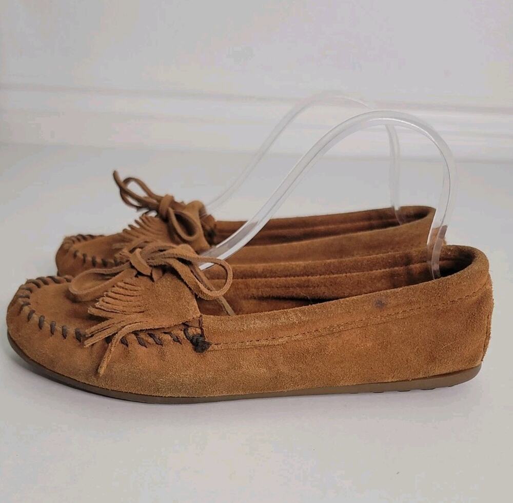 Minnetonka MoccasinsWomens SZ 9 Kitty Hardsole Brown Suede Bohemian Festival